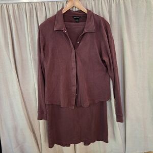 Moda International Burgundy Casual Skirt Set